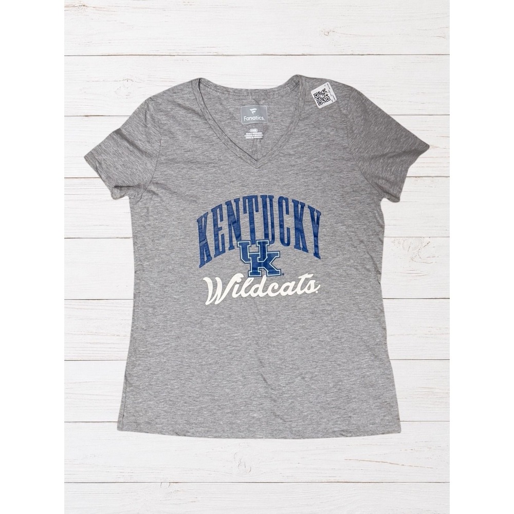 Kentucky Wildcats Fanatics V Neck T Shirt Gray Blue College Game Day NWT M